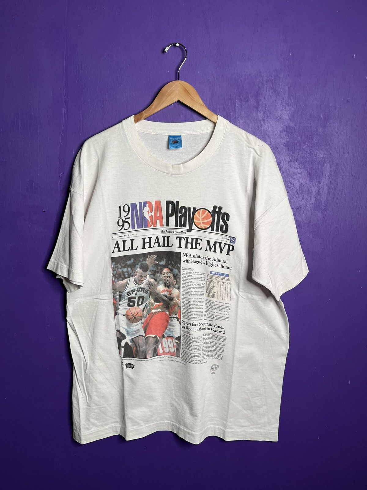 Vintage 95 96 Spurs David Robinson Mvp T Shirt