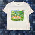 Vintage Island Wear Tshirt Youth 10 12 White Graphic Print St Maarten 90s Beach Unisex Kids Hoodie, Sweatshirt