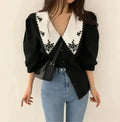 Japanese Brand Blouse Flower Half Sleeve White Shirt Spring Autumn Womens