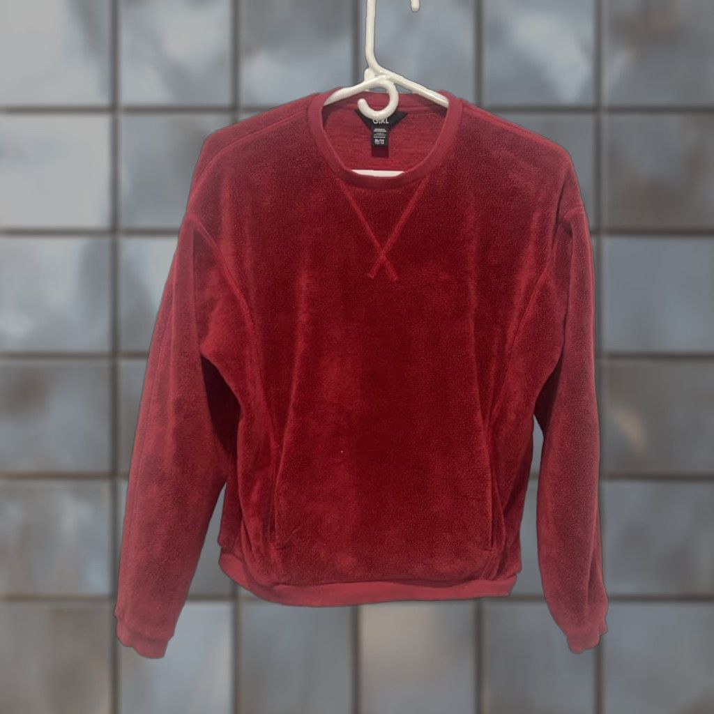Athleta Sweatshirt Girl Pocket Crew Neck Pullover Long Sleeve Red Xl 14 Girls Fall Winter Lo