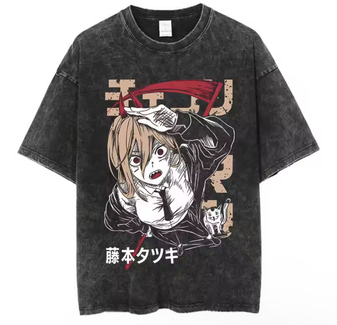 Y2k Vintage Washed Chainsaw Man Short Sleeve T Shirt Hoodie, Sweatshirt | FlexRushtees.com