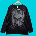 Vintage Affliction Long Sleeve Shirt Mens Xl Black Thermal Y2k Rebel Graphic Cotton Knit