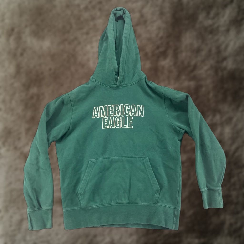 Eagle Outfitters American Eagle Hoodie Mens Medium Green Super Soft Fleece Pullover Pocket