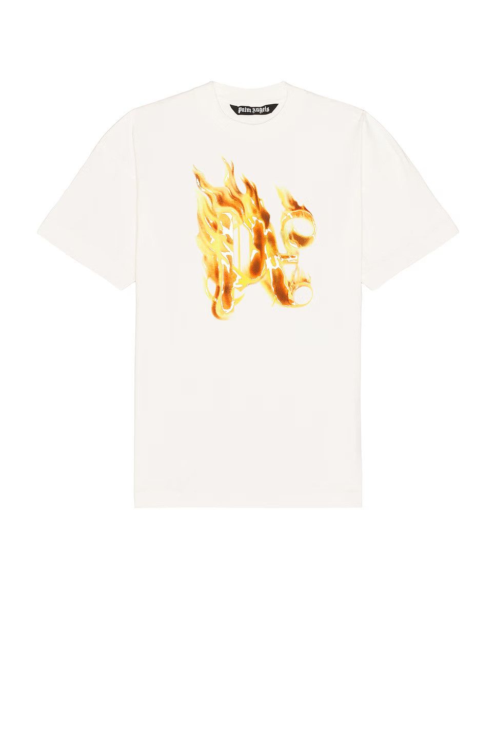 Angels Palm Angels Burning Monogram Tee Off White Gold Flame Hoodie, Sweatshirt | FlexRushtees.com