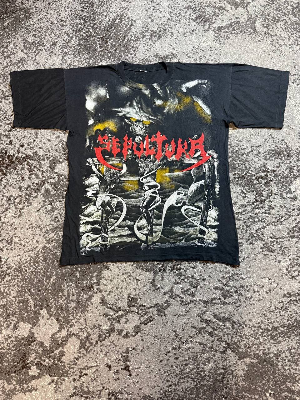 Sepultura Vintage 90s Morbid Visions Big All Over Print Meta T-Shirts, Hoodie, Sweatshirt | FlexRushtees.com