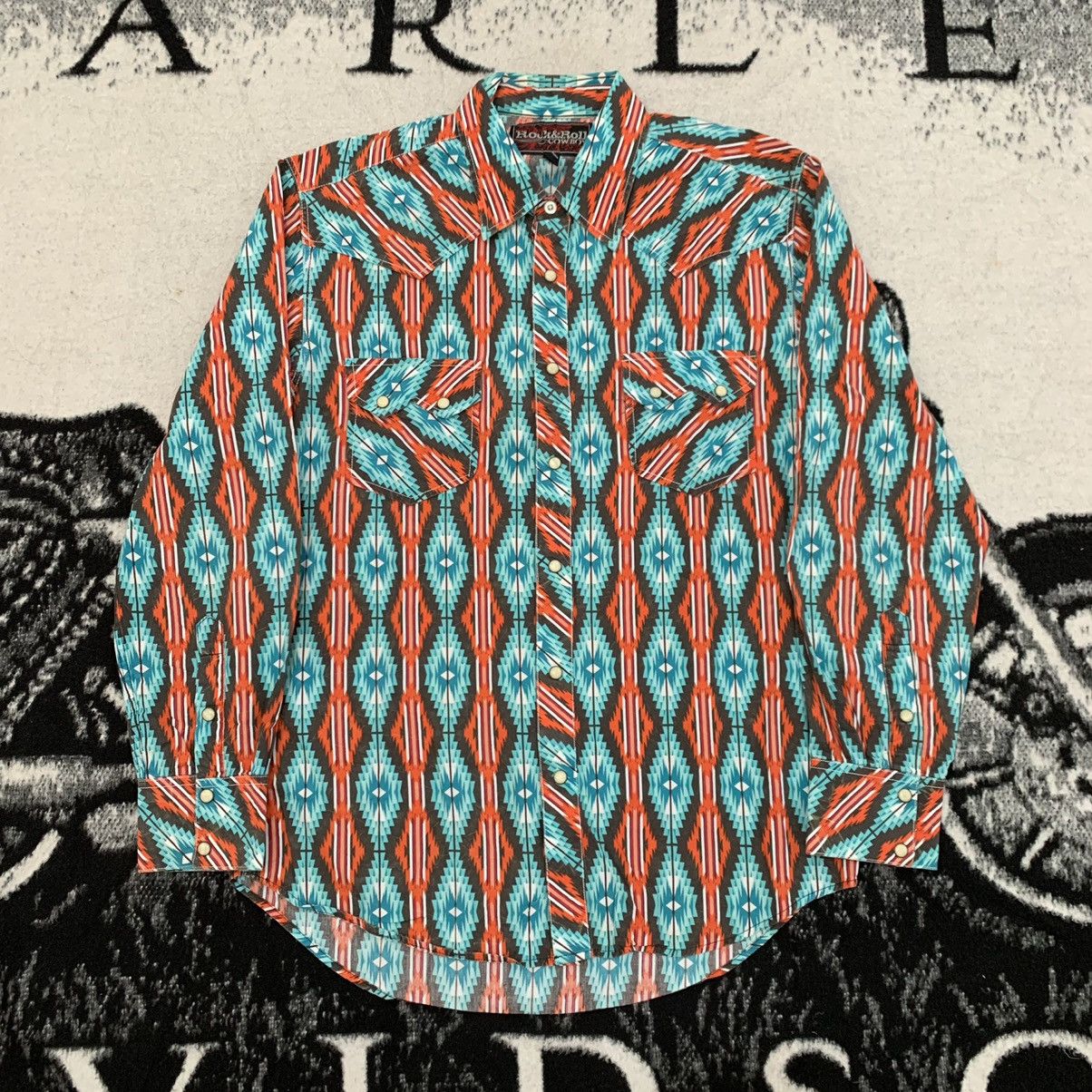 Vintage Rock Roll Cowboy Western Navajo Longslevee Shirt