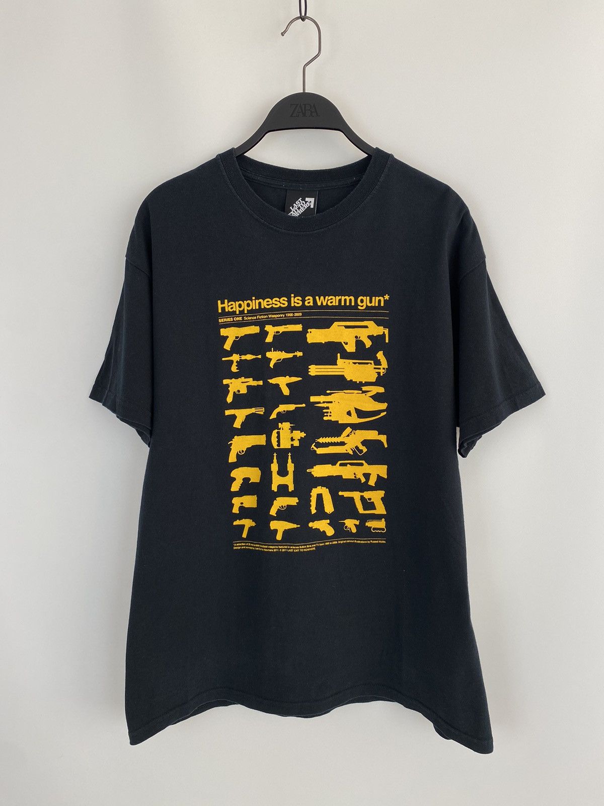 Other 2011 Letn Happiness Is A Warm Gun Sci Fi Quote Graphic Tee Hoodie, Sweatshirt | FlexRushtees.com