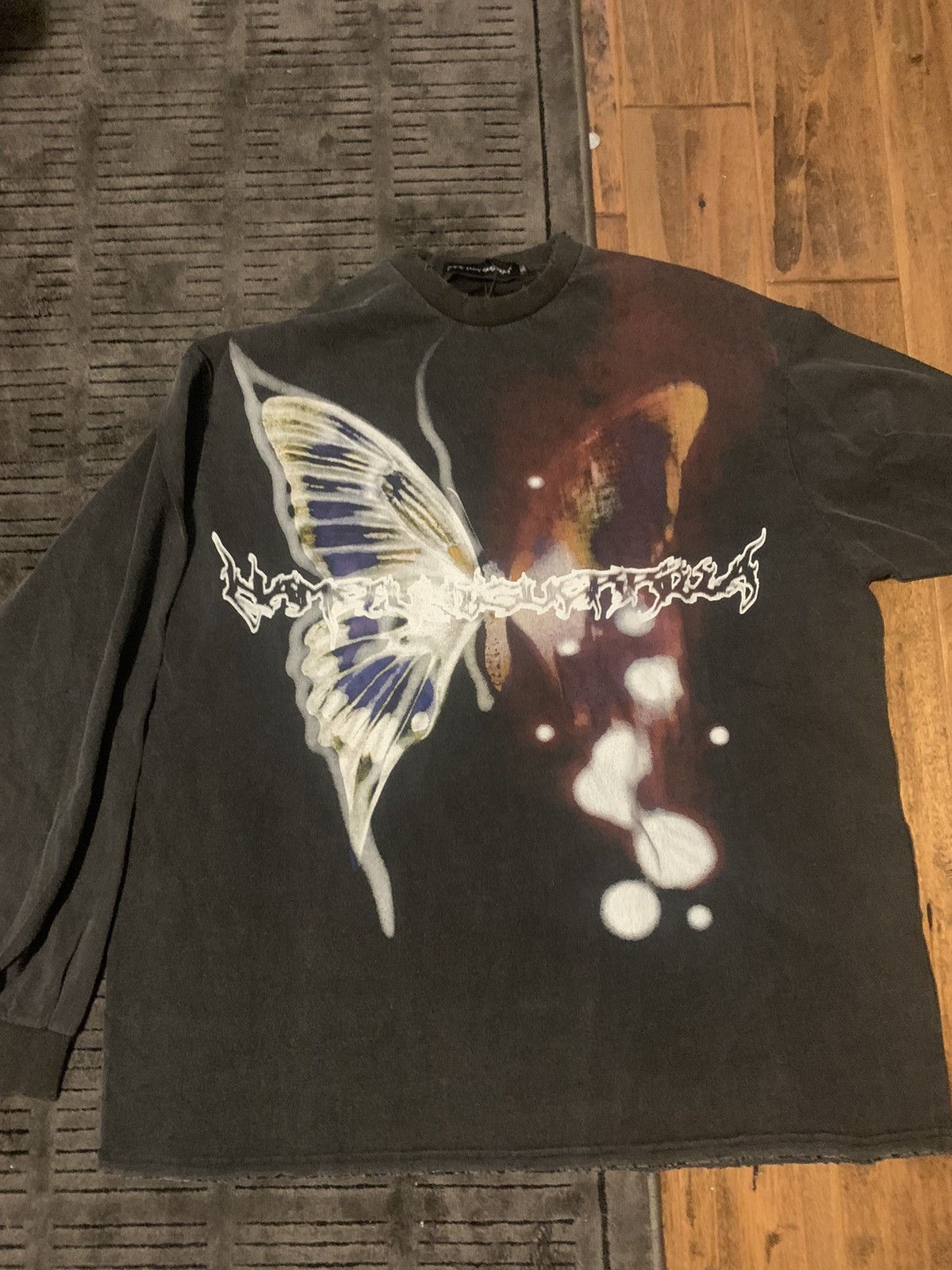 Vintage Airbrush Graffiti Butterfly L S Tee Custom Hoodie, Sweatshirt | FlexRushtees.com