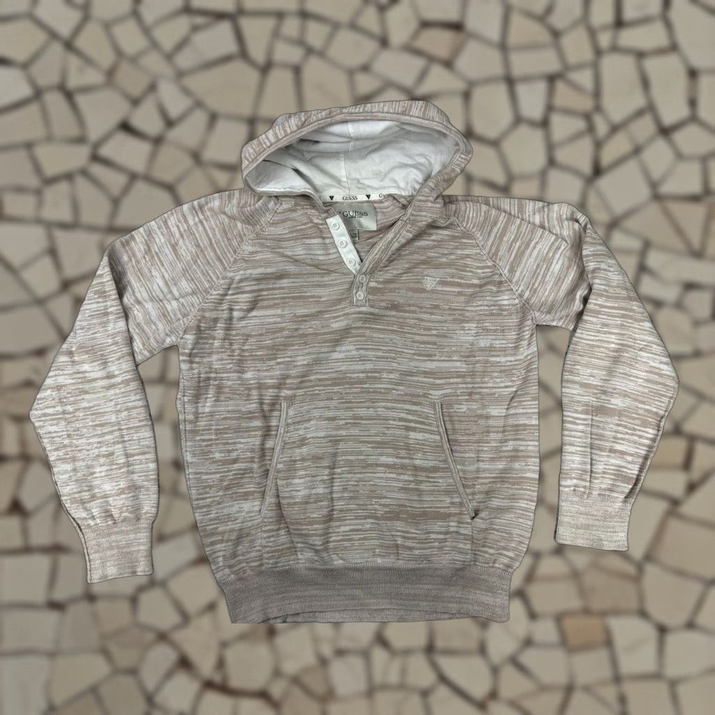 Vintage Guess Usa Henley Hoodie Men S Xl Fall Spring Winter Multicolor 90s Logo Pullover Sweat