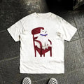 Vintage White Casual Retro T Shirt With Cat Pattern