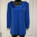 Other Dialogue Blue Satin Collar Long Sleeve Shirt