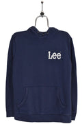 Vintage Lee Hoodie Navy Blue Graphic Sweatshirt Small T-Shirts | FlexRushtees.com