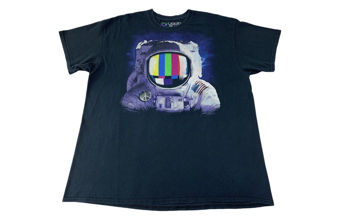 Blue 90s Liquid Blue Astronaut Spaceman 2012 Big Logo Printed Tee