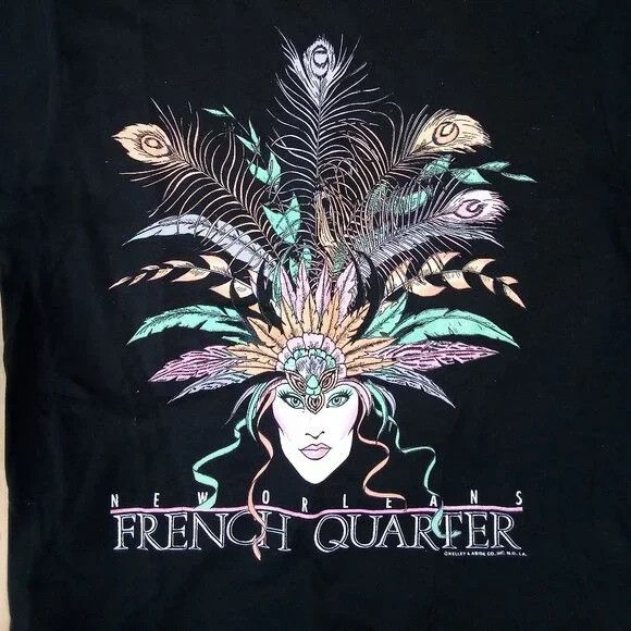 Vintage 90s Mardi Gras French Quarter Mask T Shirt Hoodie, Sweatshirt | FlexRushtees.com