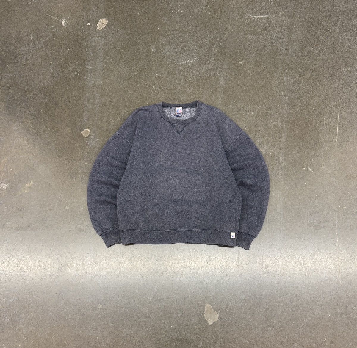 Vintage 90s Russell Athletic Faded Gray Blue Boxy Crewneck