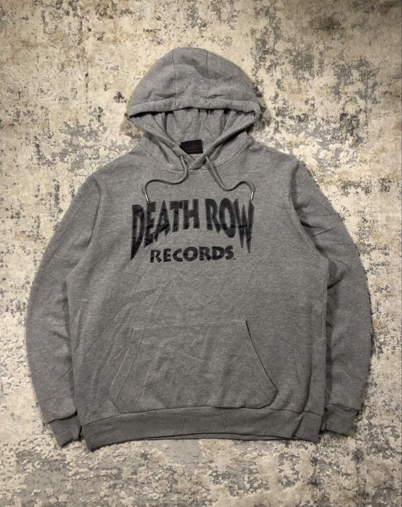 Death Row Records X Rap Tees Death Row Records Boxy Grey Hoodie Sweatshirt | FlexRushtees.com