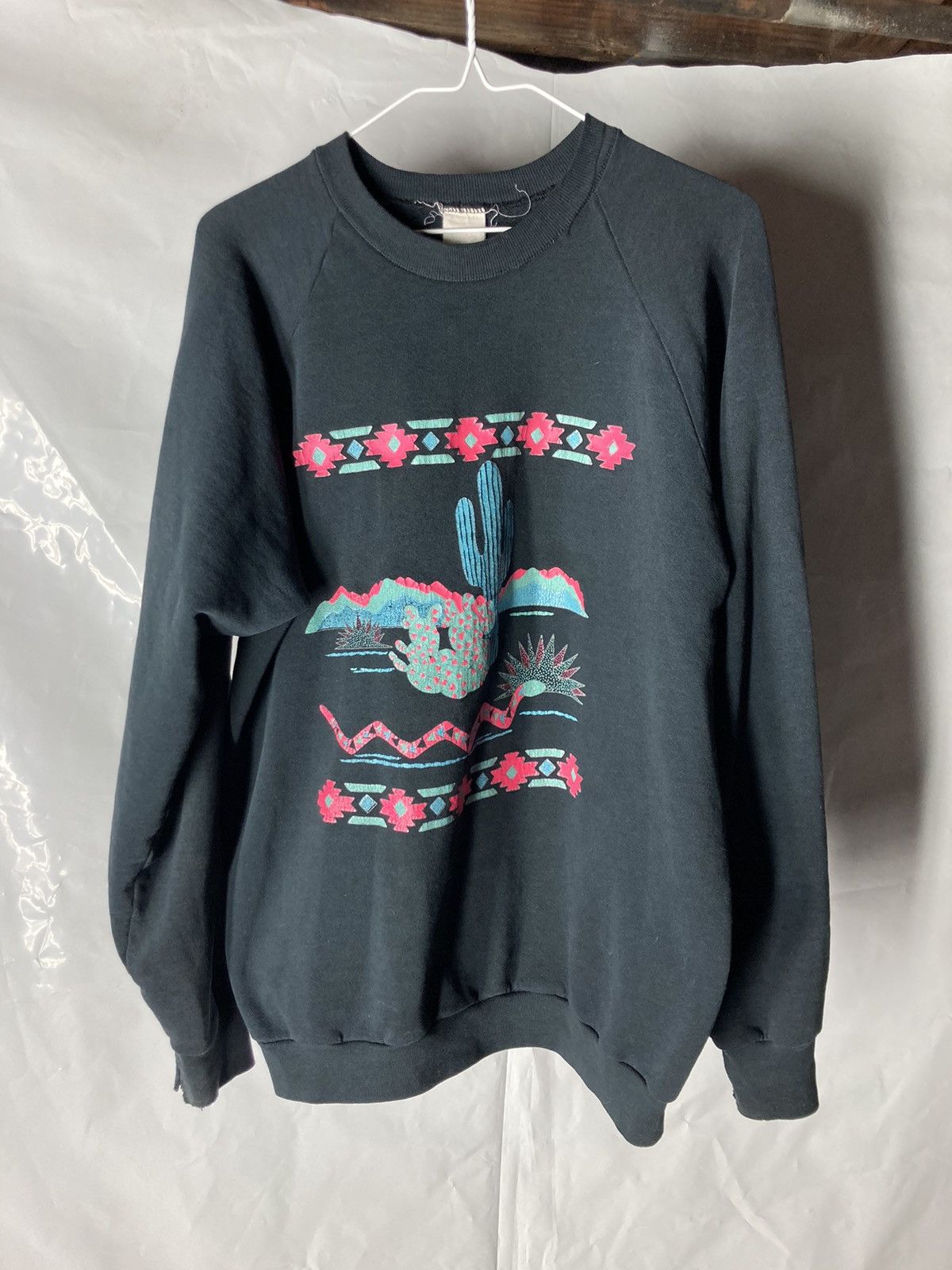 Vintage 80s Fruit Of The Loom Sweatshirt Xl Cactus Nature