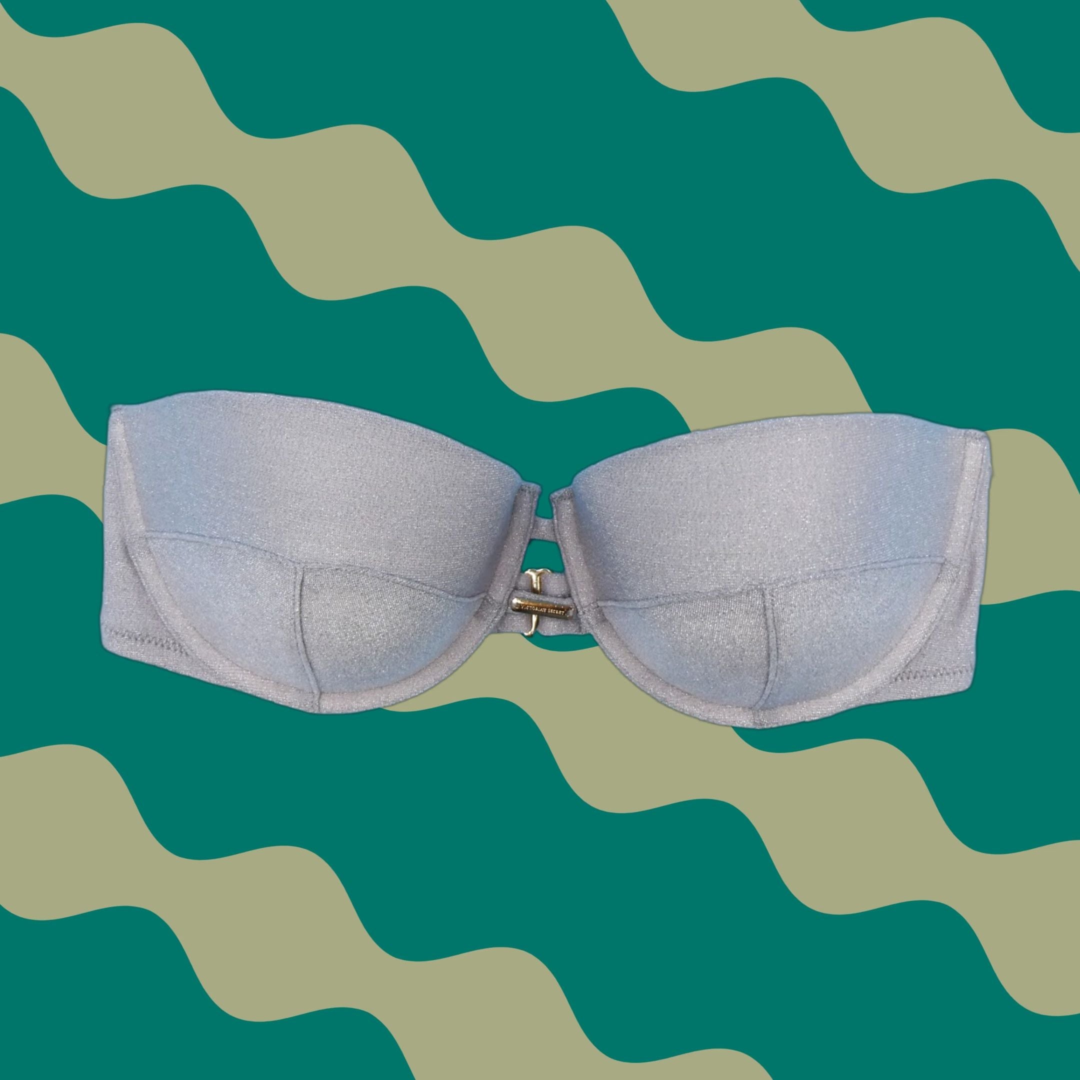 Victoria S Secret Viktorias Secret Gray 32d Strapless Underwired Bandeau Bikini Top Sparkle New Shir