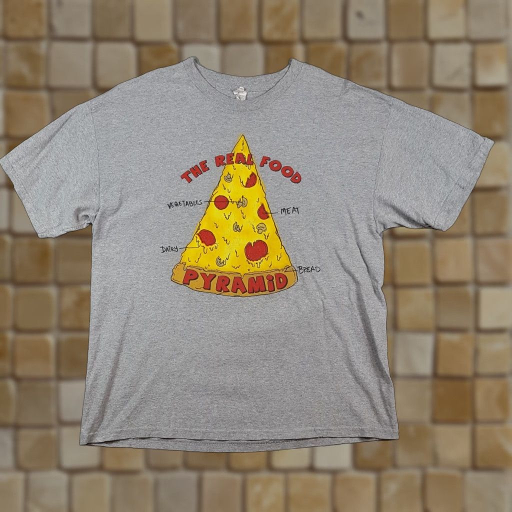 Etro Vintage Alstyle Pizza Food Pyramid T Shirt Mens Xl Gray 90s Y2k Retro Funny Food Drink Hoodie, Sweatshirt
