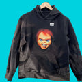 Logo 7 Vintage Chucky Childs Play Logistics Mens Long Sleeve Front Logo Hoodie Sweater Size S Black
