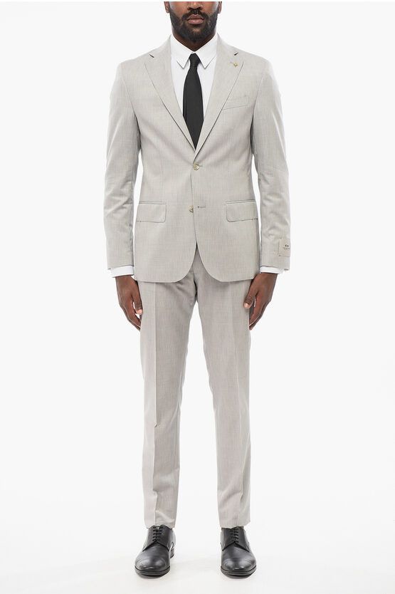 Corneliani Cc Collection Half Lined Refined Cotton Blend Suit