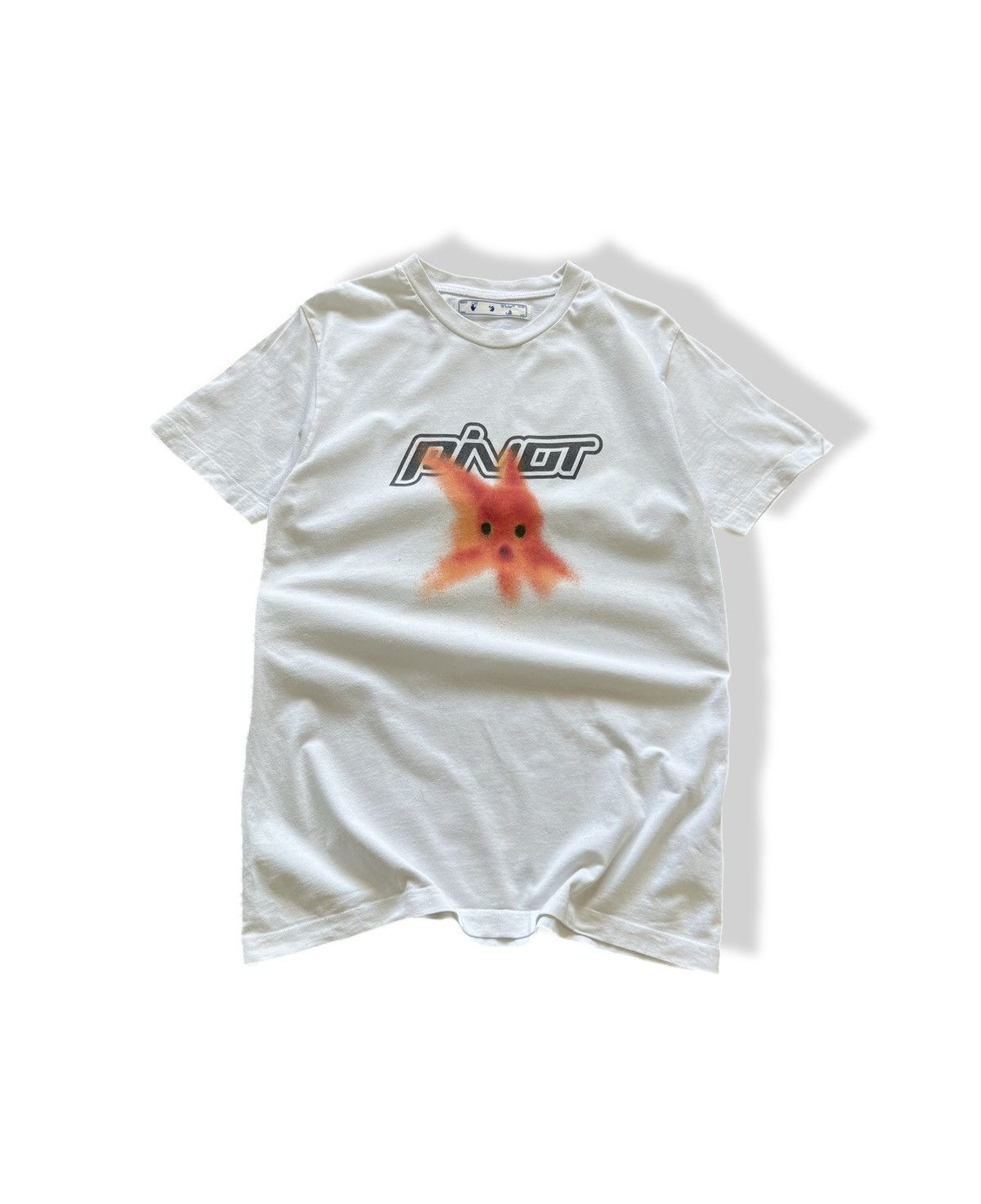 White Off White Pivot Fish White T Shirt Big Logo M Size Hoodie, Sweatshirt | FlexRushtees.com