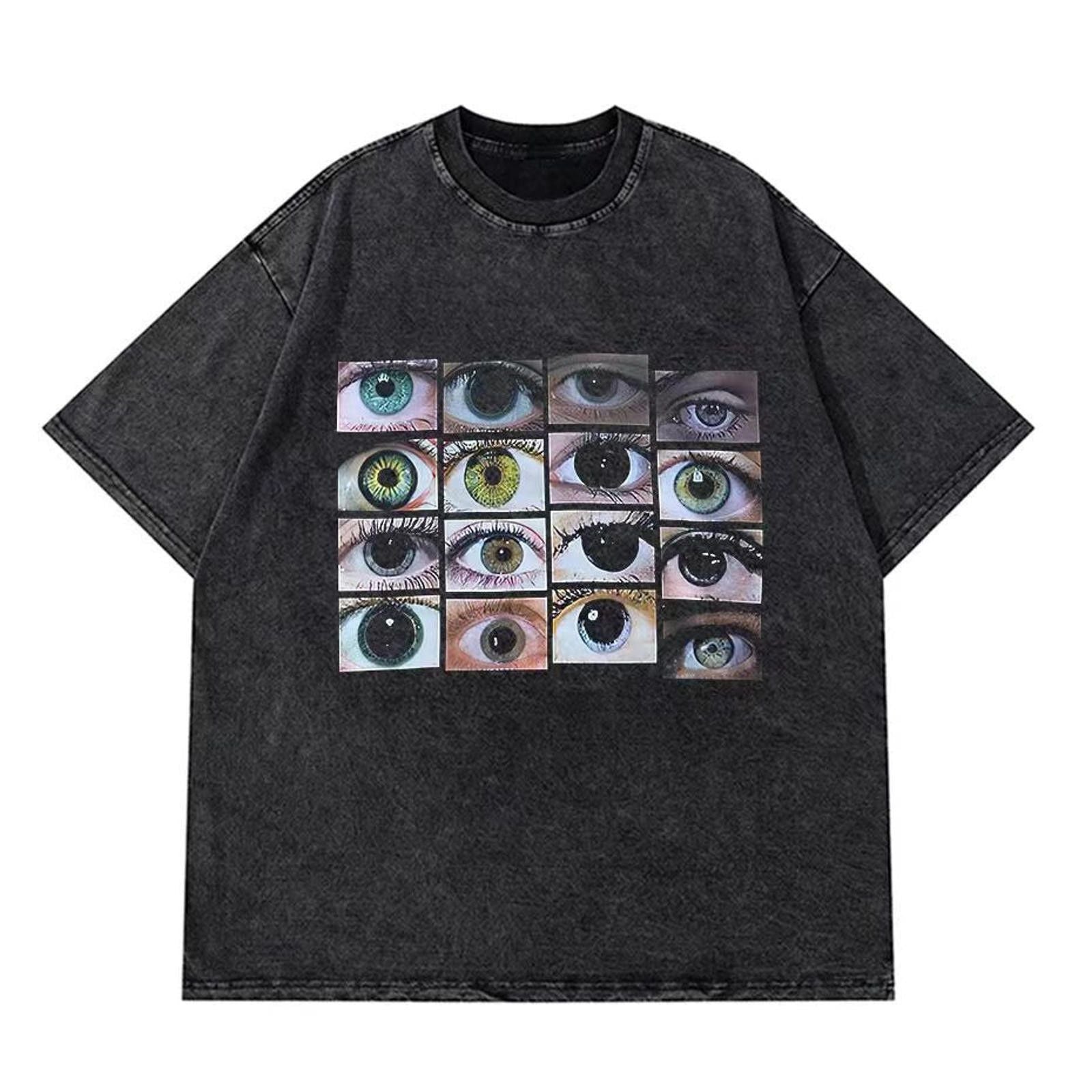Vintage Black Bleached Graphic Eye Print T Shirt Hoodie, Sweatshirt | FlexRushtees.com