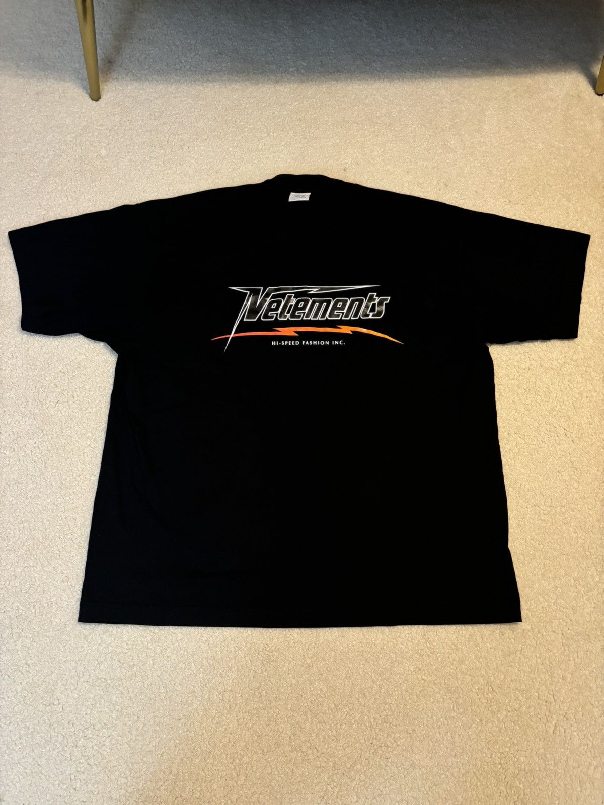 Vetements Hi Speed Fashion Logo Oversized Tee Black Hoodie, Sweatshirt | FlexRushtees.com