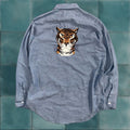 Vintage Big Mac Chambray Work Shirt 70s Long Sleeve Men S Large Blue Rare Tiger Embroidery