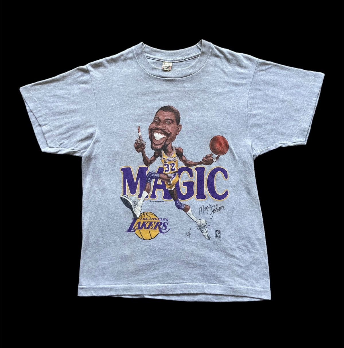 Vintage 80s Magic Johnson Caricature Los Angeles Lakers Tee Hoodie, Sweatshirt | FlexRushtees.com