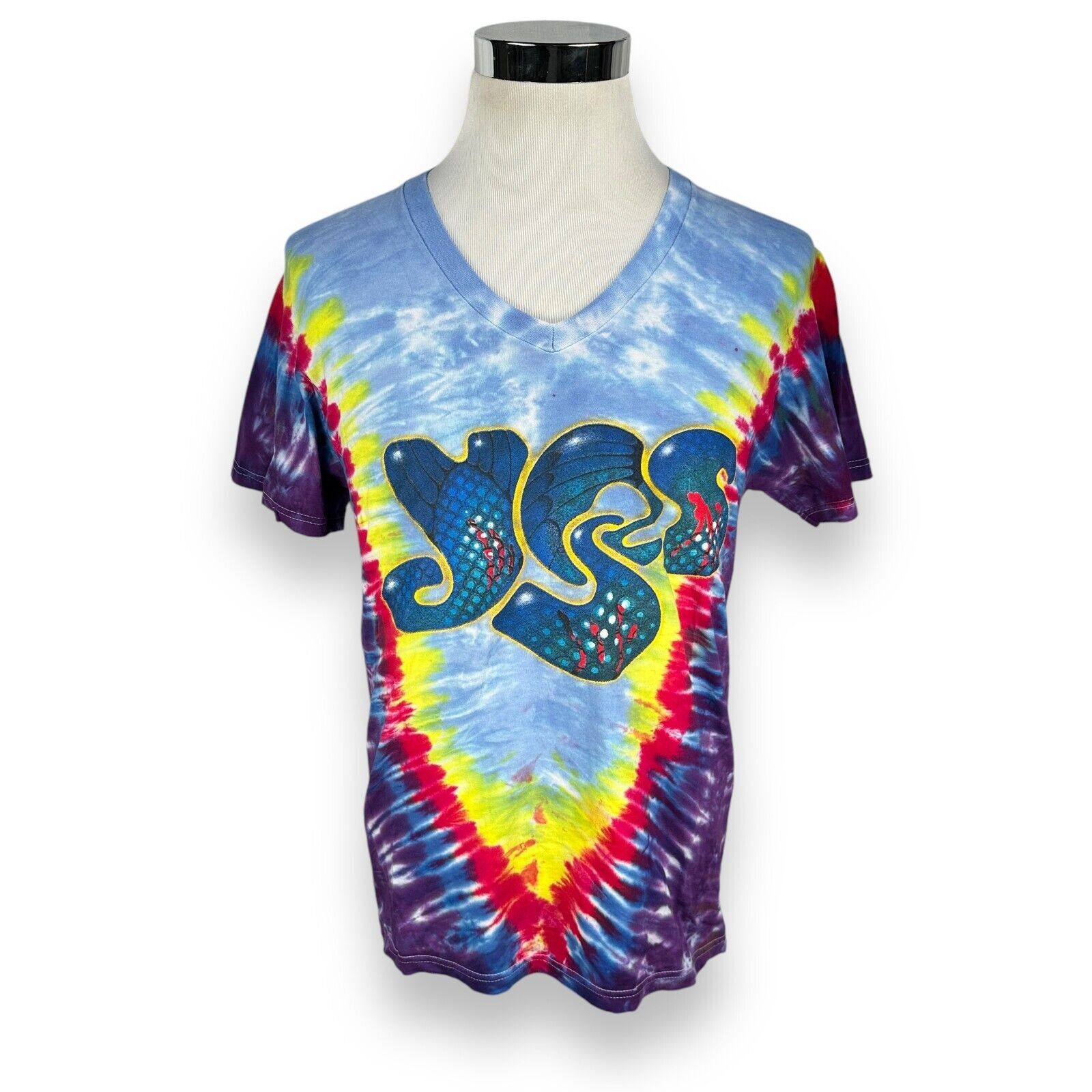 Fruit Of The Loom Yes Rock Band T Shirt Mens Medium Tie Dye 2014 Summer Tee