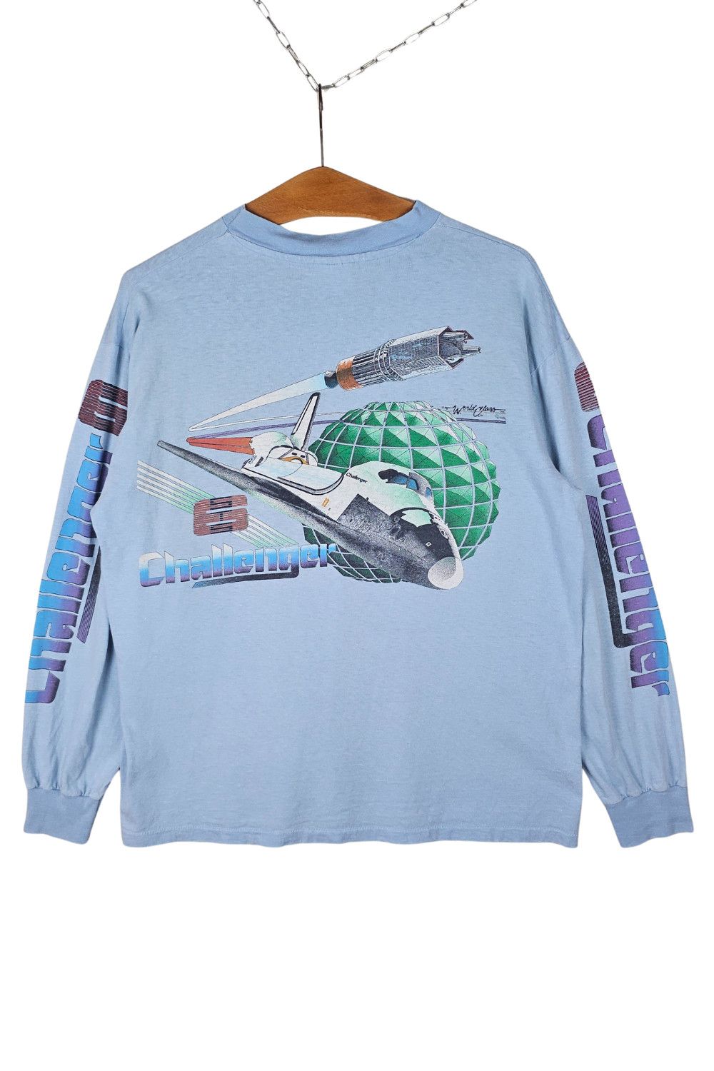 Hanes 1983 Nasa Challenger Sts 6 L S Pocket Tee Hanes Beefy