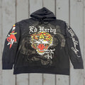 Hardy Ed Hardy Y2k Snake Eagle Aop Double Sided Graphic Pullover Hoodie Men Xl Multicolor