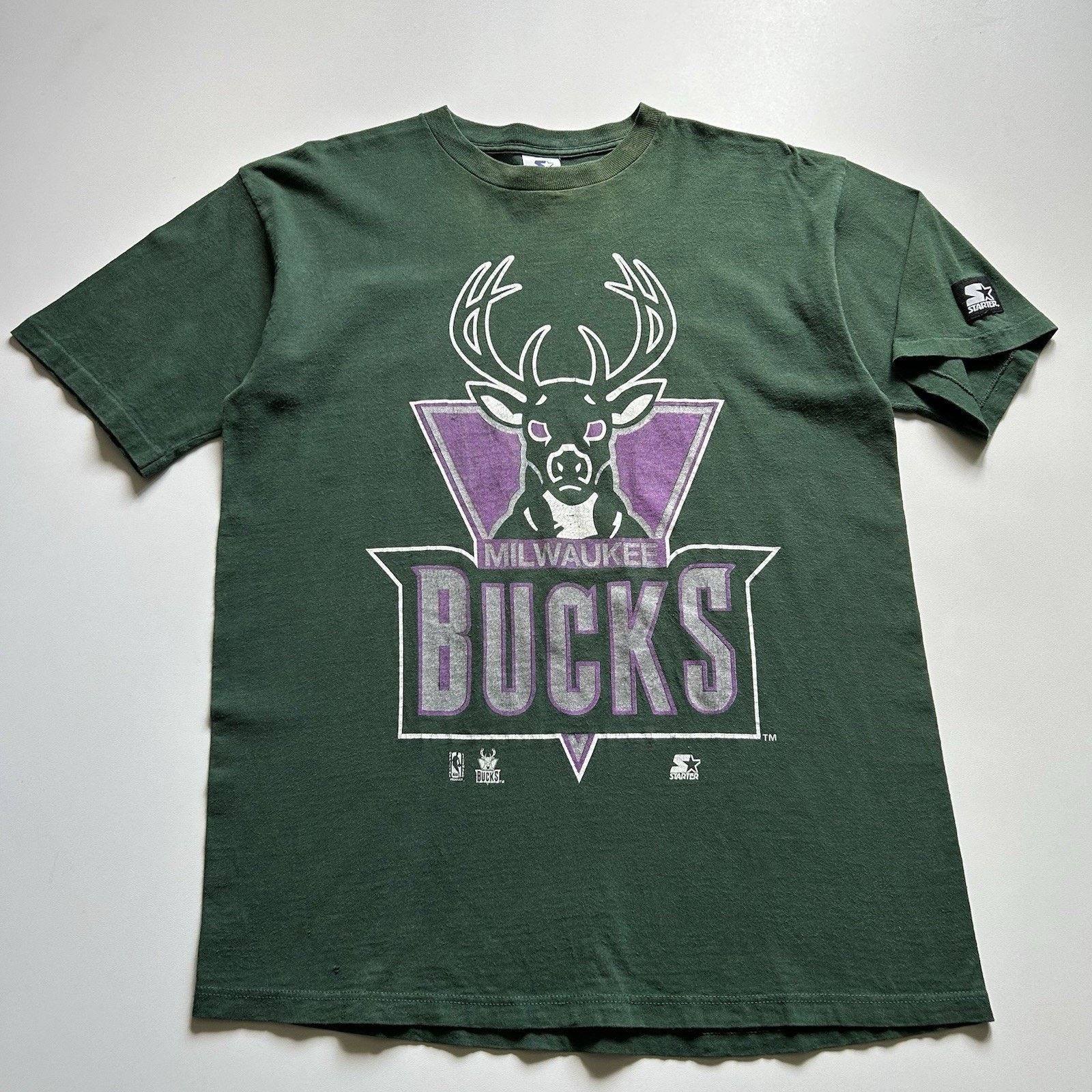 Starter X Vintage Vintage Milwaukee Bucks T Shirt 90s Nba Starter Large Rare