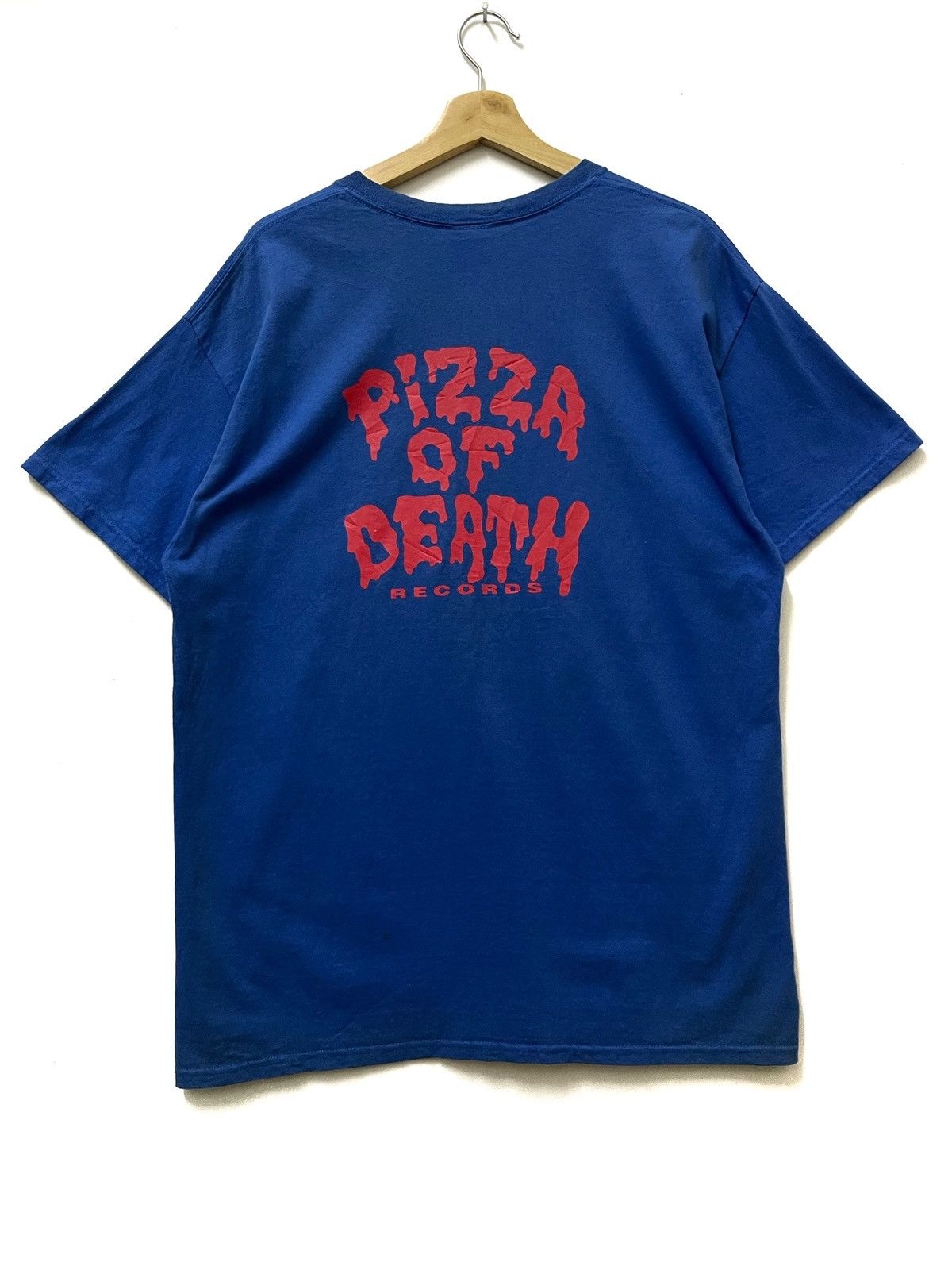 Japanese Brand X Vintage Vintage Pizza Of Death Meaning Spellout T Shirt Blue Hoodie, Sweatshirt | FlexRushtees.com