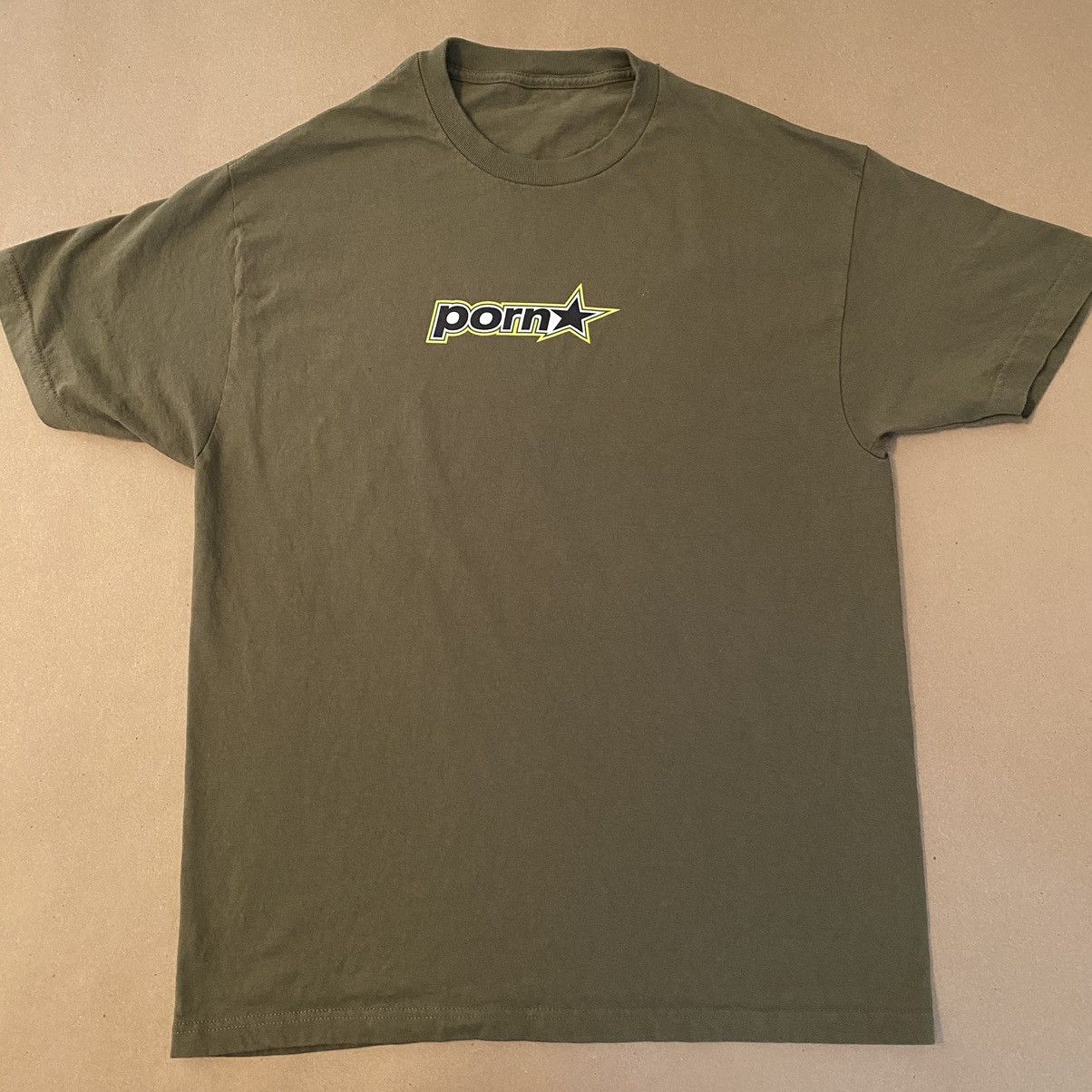 Vintage Pornstar Graphic Army Green Tee Hoodie, Sweatshirt | FlexRushtees.com