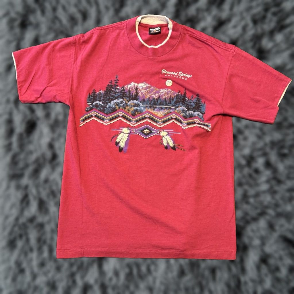 Native Vintage Glenwood Springs Nature Native Aztec Mountains Shirt L Multicolor Cotton Polyester
