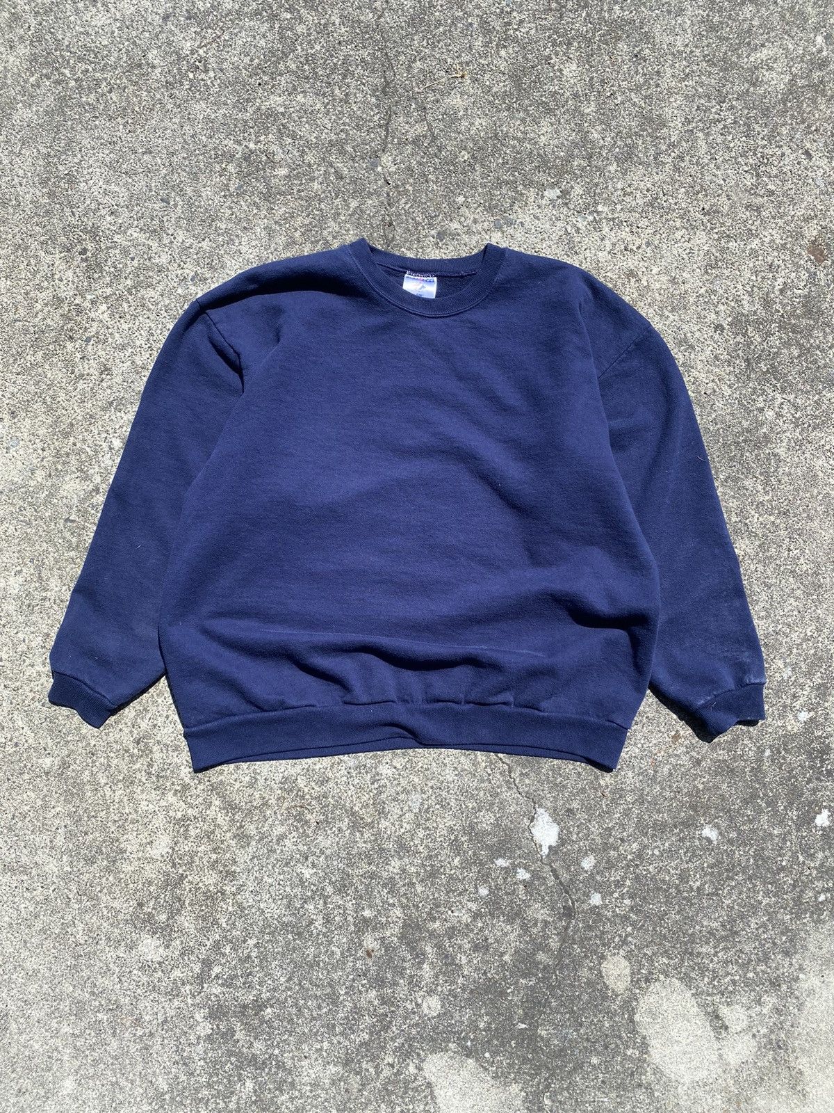 Vintage Blank Jerzees Crewneck Sweatshirt Navy 90s 2000s Y2k