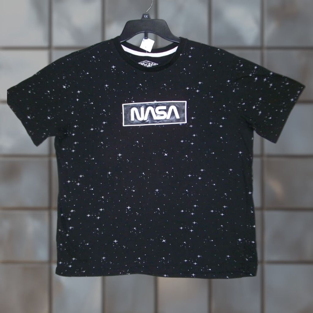 Nasa Adult Size Large T Shirt Black Graphic Stars Print Crew Neck Cotton Women S