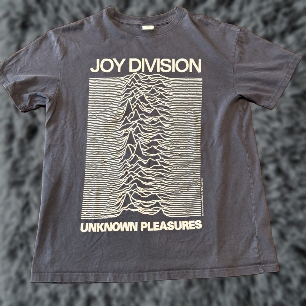 M H M Joy Division Unknown Pleasures T Shirt Gray Medium Mens Crew Neck Short Sleeve Graphic Print Hoodie, Sweatshirt
