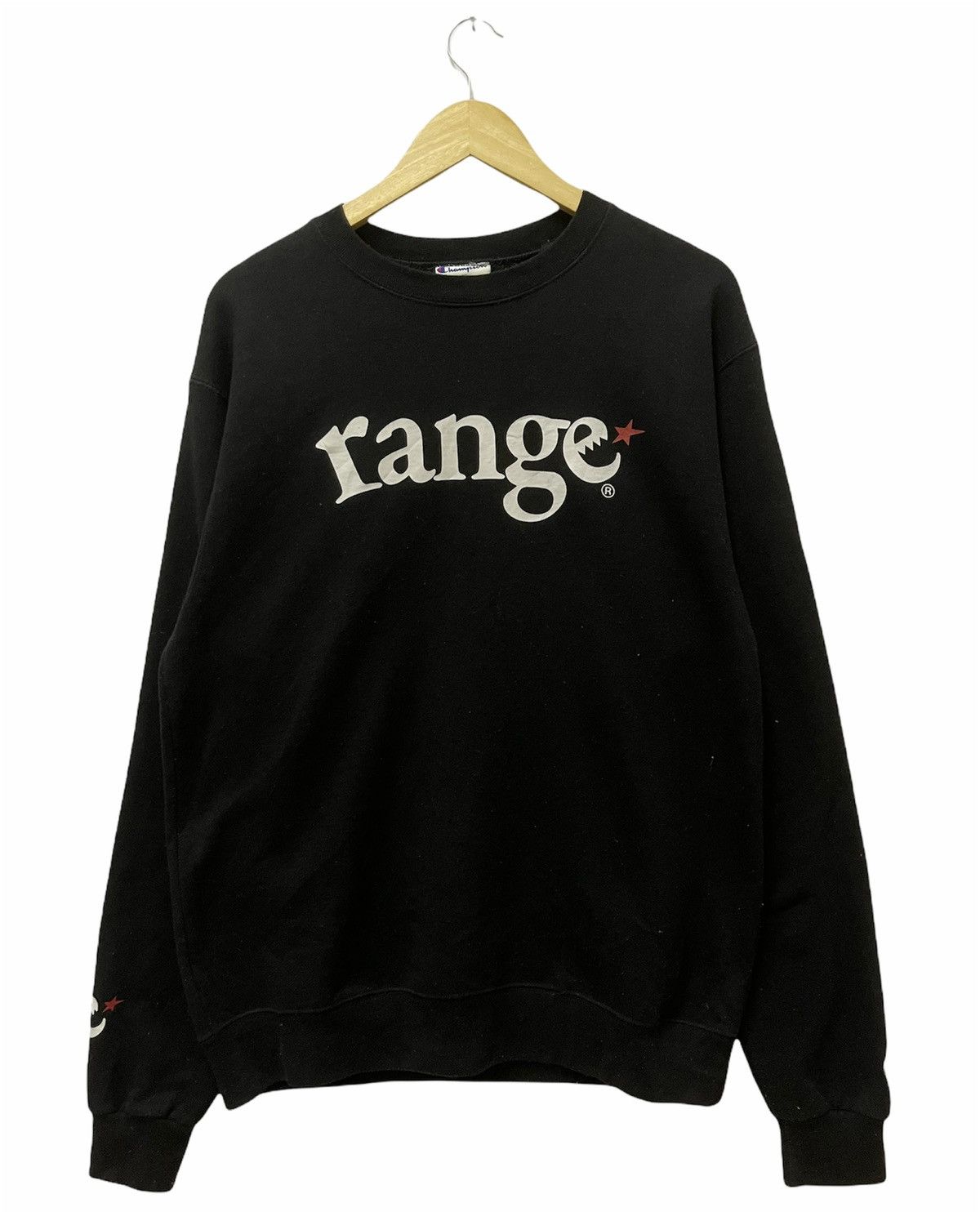 Vintage Champion X Range Spellout Sweatshirt Black T-Shirts, Hoodie | FlexRushtees.com