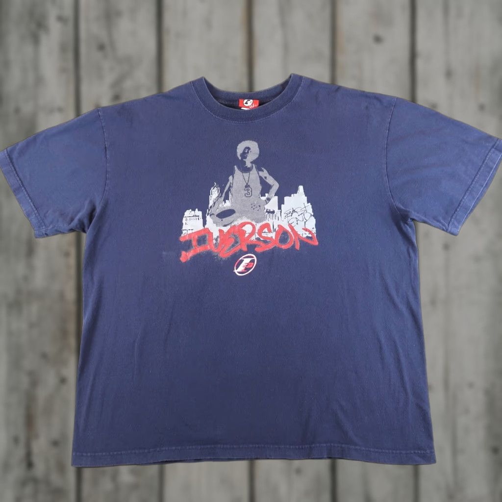 Vintage Reebok Allen Iverson I3 Question T Shirt Xl Blue Graphic Tee Men 2000s Basketball Hip