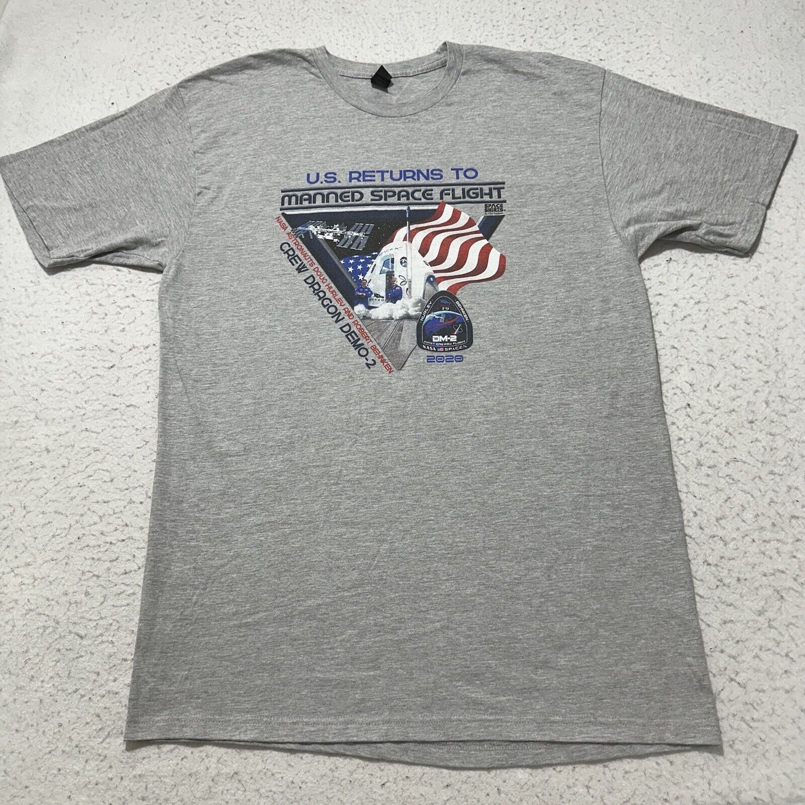 Tultex Space Shirts Large 2020 Dragon Demo 2 Nasa Crew Graphic Tee