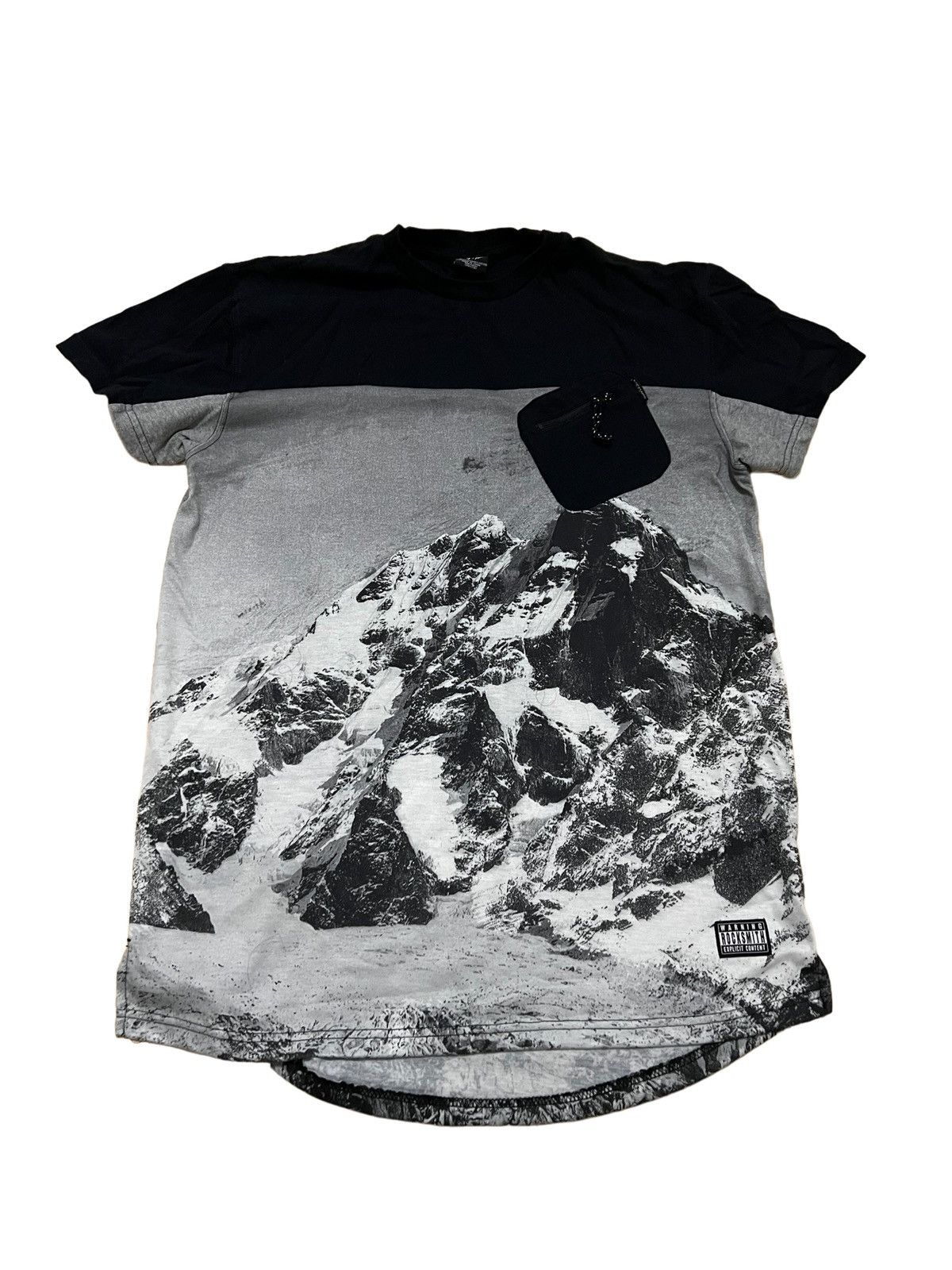 Rocksmith Black And White Snow Mountain Pocket Tee
