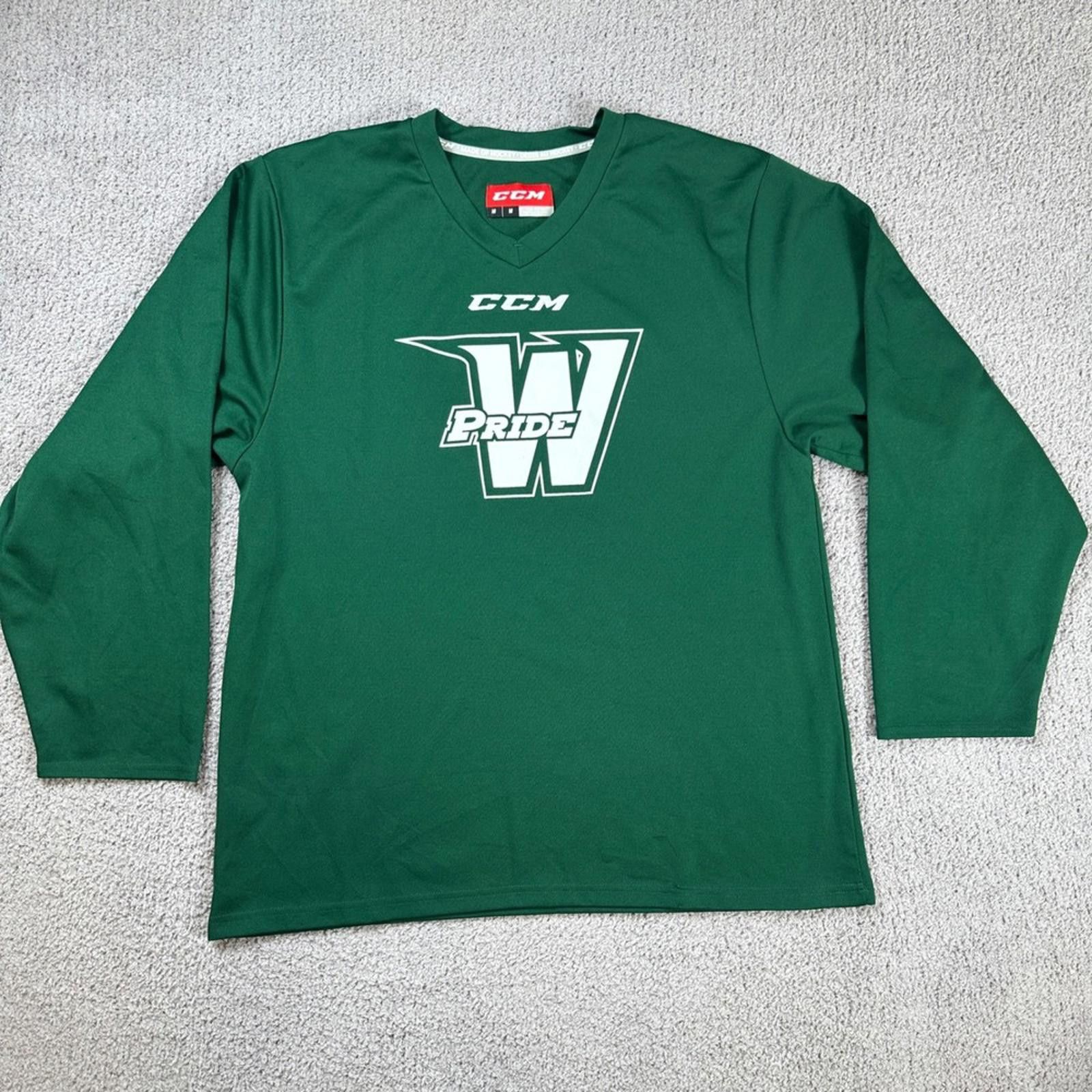 Ccm Hockey Jersey Mens M Practice Training Green Long Sleeve