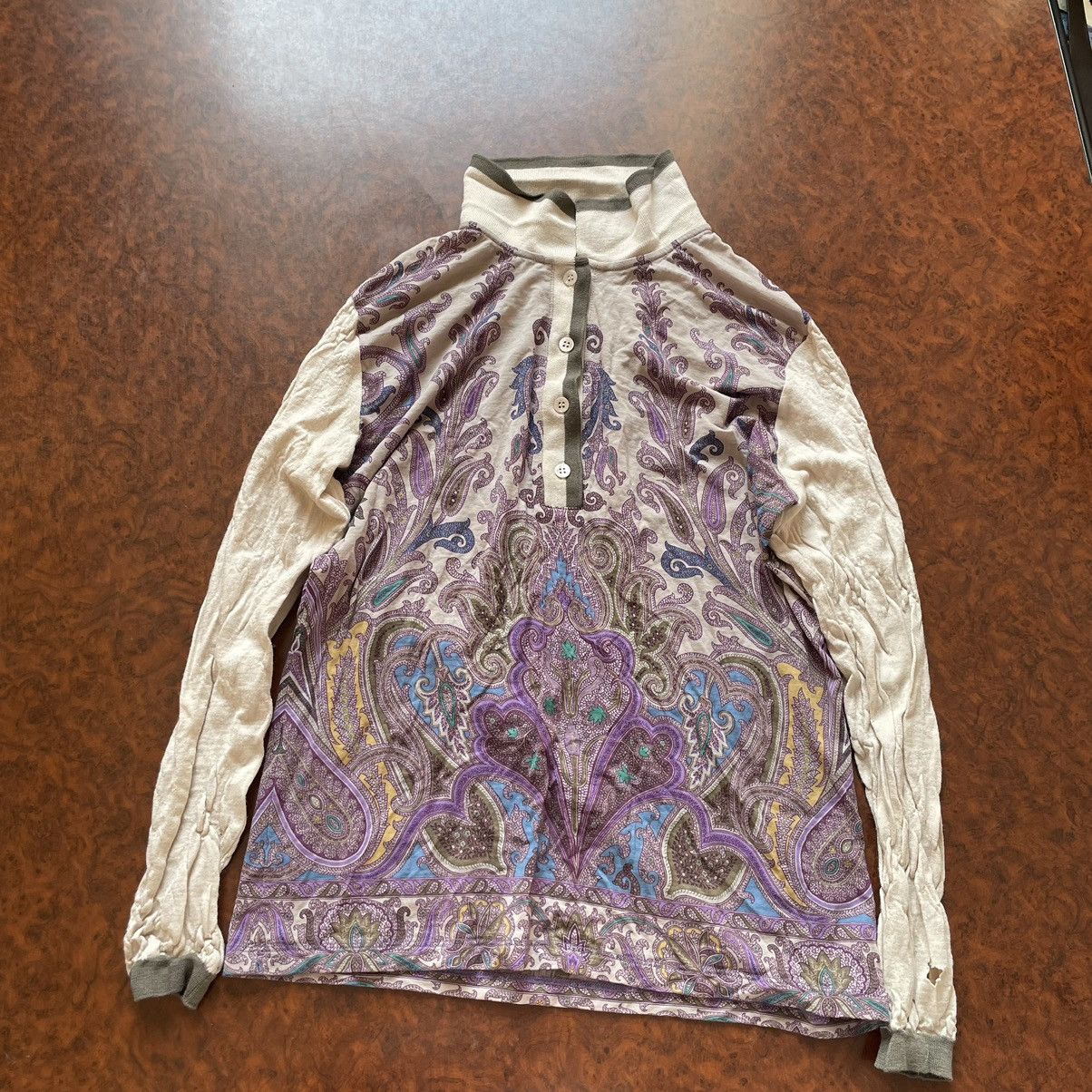 If Six Was Nine Rare 90s Etro Longsleeve Tee Shirt Aztec Navajo Mosaik