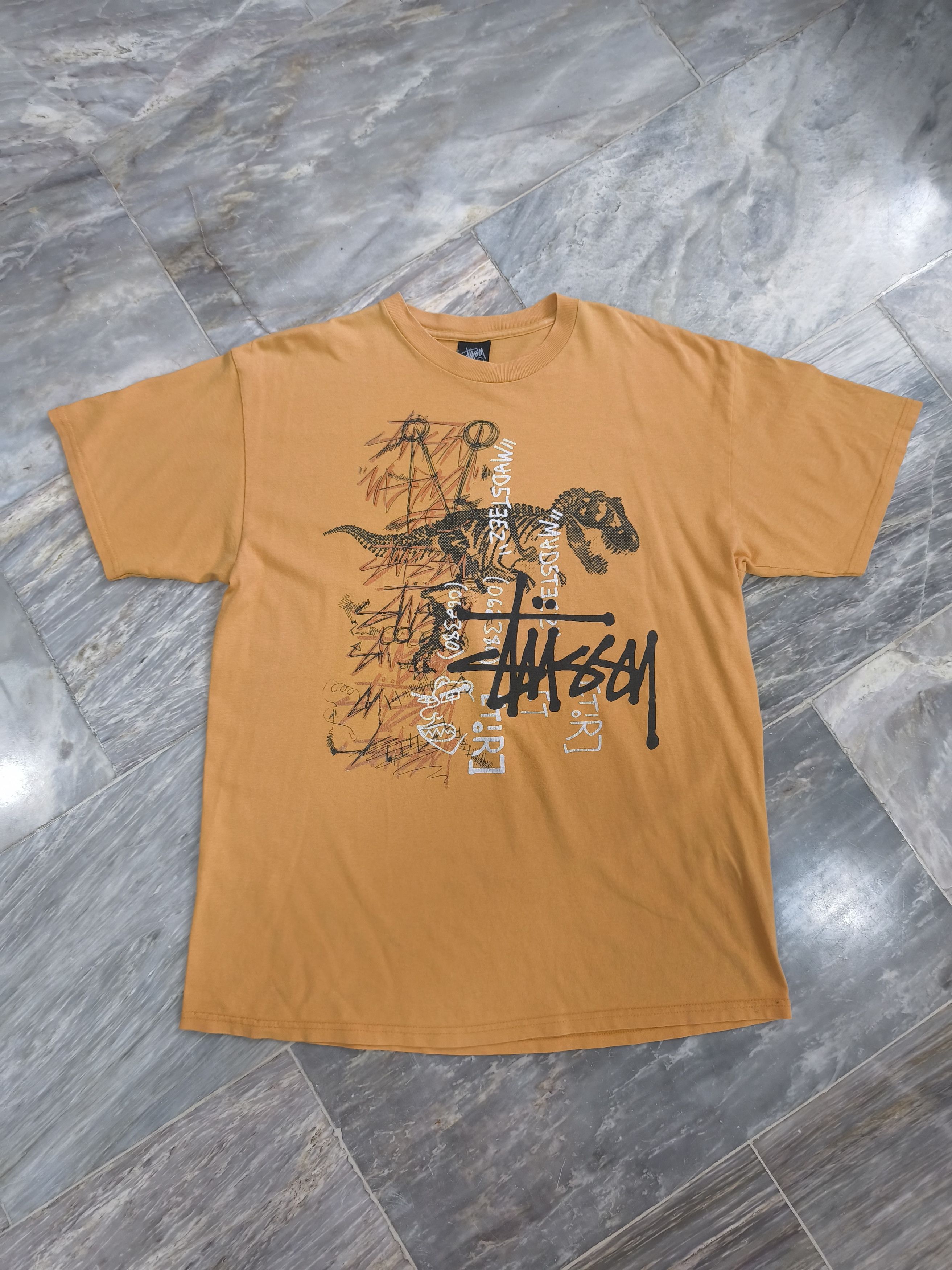 Vintage Stussy Dinosaur Skeleton Tee Hoodie, Sweatshirt | FlexRushtees.com