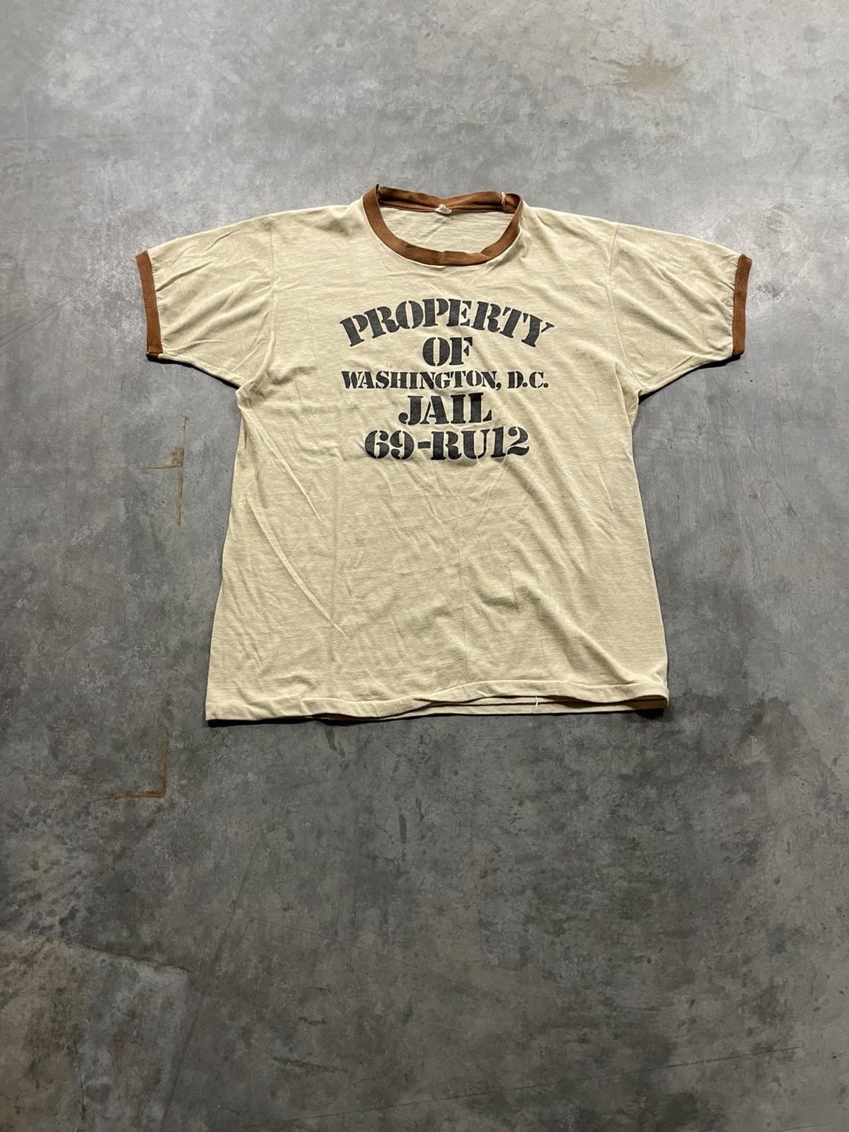 Vintage 70s Property Of Washington Jail Ringer T Shirt Hoodie, Sweatshirt | FlexRushtees.com