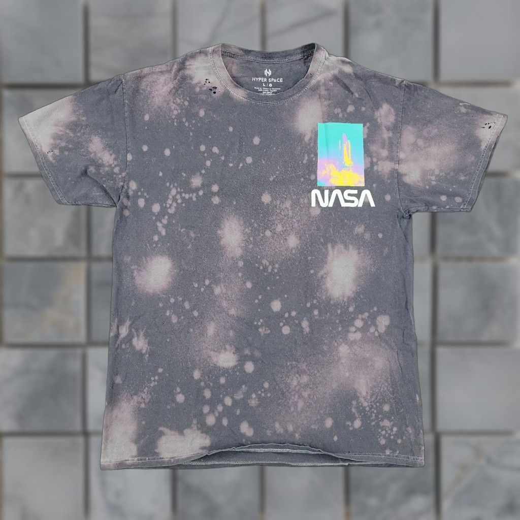 Nasa Hyper Space Shirt Men Large Gray Nasa Logo Graphic Tee Short Sleeve Cotton Space Mens