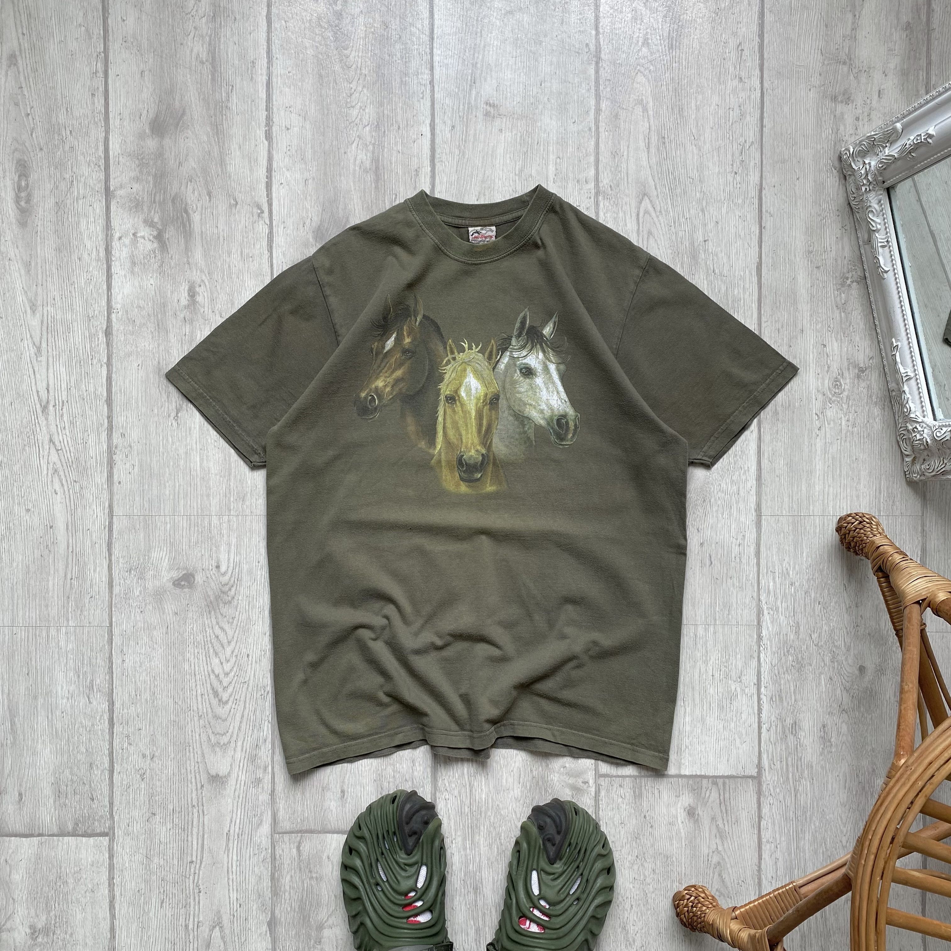 Hanes Vintage 90s Animal Horse Faded Tee Mountain T Shirt